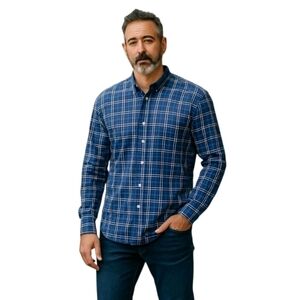 𝅺timberland Blue Black Plaid Regular Fit Long Sleeve Button Down Shirt Size XL